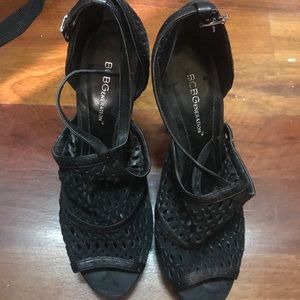 Bcbgeneration black caged platform heels